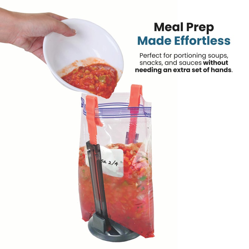 Jokari Suction Cup Fortified Baggy Rack 2 Pack For More Stability When Filling Plastic Freezer Storage Zip Lock Bags. Sturdy Clips Hold Containers Open to Pour Leftovers and Meal Prep Ingredients. - Image 5